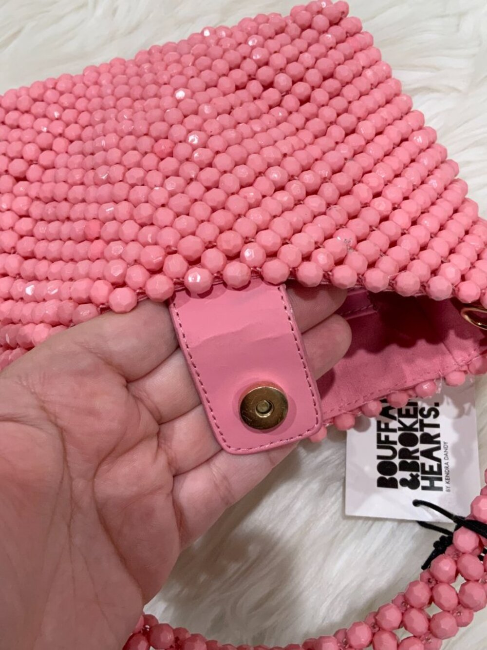 Bouffants and Broken Hearts Pink Beaded Strawberry Crossbody Bag NWT - Picture 6 of 6